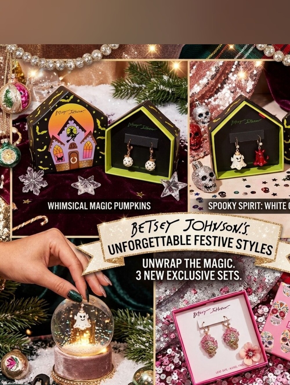 Betsey Johnson Festive Holiday Earrings In Box, Pick 1, NWT